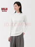 MUJI女式 起毛羅紋編織半高領(lǐng)長(cháng)袖T恤上衣打底衫女款內搭春秋女裝條紋 白色 5A M （160/84A） 曬單實(shí)拍圖