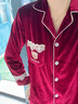 達芬奇密碼蕾絲睡衣女士秋冬季新款長(cháng)袖金絲絨韓版家居服大碼紅色本命年套裝 熱頌紅【蕾絲襯衫領(lǐng)】 L （適合105-125斤） 曬單實(shí)拍圖
