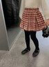 NICKYBABY女童半身裙洋氣冬季2026新款女孩紅色百褶裙秋冬兒童短裙毛呢裙子 4383紅格子半身裙【毛呢】 150 cm 曬單實(shí)拍圖
