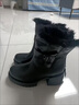 啄木鳥(niǎo)雪地靴女2025新款中筒馬丁靴秋冬季加絨加厚保暖棉鞋冬鞋白色棉靴 黑色帶扣 37 曬單實(shí)拍圖