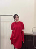 情侶裝秋冬新款過(guò)年紅色毛衣連衣裙一男一女韓版超火法式針織衫潮 女連衣裙（帶袖套） M 曬單實(shí)拍圖