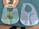 婧麒寶寶吃飯硅膠圍兜防水超軟食飯兜幼兒輔食兒童口水兜嬰兒喂飯圍嘴 綠色小象 32*23cm 曬單實(shí)拍圖