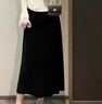 香影黑色絲絨半身裙女高腰2025冬季新款傘裙輕奢高級感直筒中長(cháng)裙 黑色 半身裙 XL 170/72A/125-140斤 曬單實(shí)拍圖