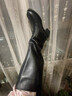芳臨品牌全頭層牛皮真皮長(cháng)筒靴女2025秋冬新款高筒騎士靴粗跟圓頭長(cháng)靴 黑色絨里 37 曬單實(shí)拍圖