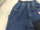 巴布豆（BOBDOG）女童冬季加絨牛仔褲新款直筒小腳蘿卜長(cháng)褲 牛仔藍   130    曬單實(shí)拍圖