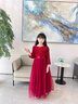 衣諾坊女童晚禮服公主裙酒紅長(cháng)裙主持人兒童小女孩鋼琴演奏演出服 140 曬單實(shí)拍圖