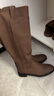 狄德拉真皮不過(guò)膝長(cháng)筒靴女秋冬款厚底粗跟顯瘦高筒騎士靴百搭方頭長(cháng)靴 棕色絨里（標準筒圍） 39 (245mm)  標準碼 曬單實(shí)拍圖