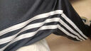阿迪達斯（adidas）長(cháng)褲男女秋冬寬松透氣直筒褲跑步運動(dòng)防風(fēng)休閑褲  黑白 L 曬單實(shí)拍圖