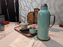 傳家壺 高顏值迷你復古熱水燜茶壺車(chē)載戶(hù)外測溫家用送禮保溫瓶水壺水杯 天霽青-595ml-全金屬壺嘴 曬單實(shí)拍圖