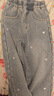 唐獅（TonLion）女童加絨牛仔褲秋冬新款刺繡牛仔長(cháng)褲顯高顯瘦直筒褲潮 加絨 140 曬單實(shí)拍圖