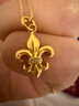 萊紳通靈傳世金黃金吊墜鉆石項鏈結婚三金鳶尾送情人節禮物 吊墜+銀鏈 曬單實(shí)拍圖
