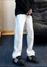 卡圖弛加絨白色微喇牛仔褲男秋冬季高腰顯瘦直筒褲加厚保暖休閑長(cháng)褲子 白色【加絨】 XL 曬單實(shí)拍圖