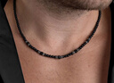 逐青新款黑色串珠項鏈男潮嘻哈小眾朋克鎖骨鏈冷淡風(fēng)街頭潮男頸鏈配飾 串珠項鏈 曬單實(shí)拍圖