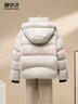 雪中飛羽絨服女25冬季新款短款寬松加厚連帽面包服外套35128 米色 S (160) 125-145斤 曬單實(shí)拍圖