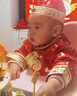 蘿卜唄唄（LUOBOBEIBEI）抓周禮服男童寶寶生日服裝嬰兒百天秋季長(cháng)袖唐裝 紅色 90 曬單實(shí)拍圖