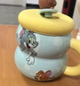 兒童禮品貓和老鼠正版授權陶瓷杯卡通圖案水杯家用帶蓋公仔馬克杯 貓和老鼠帶蓋葫蘆杯彩盒裝-藍色 曬單實(shí)拍圖