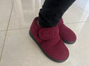 足力健大師老人棉鞋女冬季加絨加厚老人媽媽鞋腳腫大腳骨腳寬中牛筋底老人鞋 酒紅色 38 39 (適合38-39的腳) 曬單實(shí)拍圖