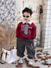 G.duck小黃鴨男童加絨套裝秋冬款2025新款兒童加厚衛衣男孩韓版兩件套冬 紅色 【送領(lǐng)帶】上衣+褲子 120 (建議105-115cm 5-6周歲) 曬單實(shí)拍圖