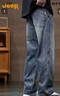 JEEP吉普加絨加厚高端男士牛仔褲男2025秋冬新款寬松闊腿褲休閑褲子男 曬單實(shí)拍圖