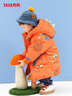 鴨鴨25新款冬裝男童中長(cháng)款羽絨服寶寶小童兒童印花加厚外套 橘色 110 曬單實(shí)拍圖