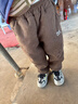 男童冬款褲子兒童羊羔絨衛褲中小童加絨加厚新款運動(dòng)褲韓版潮外穿 卡其色字母羊羔絨褲子 140 （適合身高1.3米左右） 曬單實(shí)拍圖