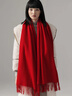 絲界100%綿羊毛圍巾大尺寸紅色披肩女秋冬戶(hù)外保暖情侶通用圍脖禮盒裝 曬單實(shí)拍圖