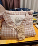 MUJI[自營(yíng)限定款]女士無(wú)側縫 雙層紗織睡衣  軟棉棉內衣 淺粉色格紋 M 曬單實(shí)拍圖