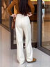美思源白色直筒牛仔褲女款秋冬2025新款杏色高腰拖地褲加絨闊腿褲 米杏色長(cháng)褲加厚絨 S 【85-100斤】 曬單實(shí)拍圖