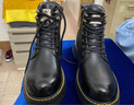 駱駝（CAMEL）加絨牛皮經(jīng)典圓頭增高復古工裝馬丁靴男士 G15W136056 黑色 40 曬單實(shí)拍圖