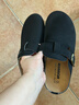 回力男鞋新款勃肯鞋懶人一腳蹬休閑半拖包頭鞋子男 黑色  曬單實(shí)拍圖