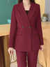 BAFEIYA西裝套裝女秋冬厚款闊腿褲高級感工作服時(shí)尚保暖職業(yè)裝主持人教師 安哥拉紅西裝+喇叭褲 M 曬單實(shí)拍圖