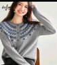 伊芙麗（eifini）伊芙麗費爾島復古時(shí)尚針織開(kāi)衫2025冬新款韓系穿搭上衣 灰色 預售 S 曬單實(shí)拍圖