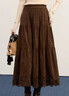 熙世界（sllsky）仿麂皮絨復古棕色半身裙2025秋冬新款鏤空大擺a字蛋糕裙 復古茶棕 M 曬單實(shí)拍圖
