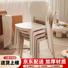 悠游少年塑料餐椅家用現代簡(jiǎn)約化妝凳加厚靠背椅疊放梳妝臺椅子戶(hù)外餐桌椅 高級灰【升級加厚 強力承重】 曬單實(shí)拍圖