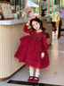 G.duck小黃鴨童裝女童小香風(fēng)亮片網(wǎng)紗蛋糕裙兒童公主裙冬女孩加絨連衣裙 紅色加絨小香風(fēng) 90 cm 曬單實(shí)拍圖