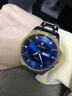 POEDAGAR瑞士正品男士手表潮流夜光雙日歷韓版防水商務(wù)手表男士石英腕表男 883間金藍面鋼帶款 40mm 曬單實(shí)拍圖