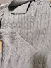 EGGKAmiu系polo領(lǐng)麻花長(cháng)袖針織衫灰色短款顯瘦上衣E25A8107AF 灰色 S 曬單實(shí)拍圖