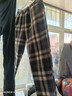 麥雪人毛呢格子休閑褲女2025秋冬季新款高腰時(shí)尚寬松顯高百搭哈倫褲女潮 黑色【加絨加厚】 3XL 建議150-165斤 曬單實(shí)拍圖