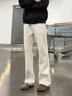 主意范白花灰色彎刀衛褲男秋冬加絨顯高顯瘦褲子垂感斜切微喇休閑長(cháng)褲 HK25923淺灰升級加絨 XL 130至145斤可穿 曬單實(shí)拍圖