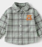 宜爽兒兒童襯衫春秋季男童翻領(lǐng)100棉長(cháng)袖上衣嬰兒襯衣 綠格    120    曬單實(shí)拍圖