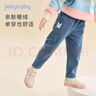 JELLYBABY女童加絨牛仔褲秋冬童裝女寶寶冬季長(cháng)褲一歲小童冬裝兒童冬款褲子 曬單實(shí)拍圖