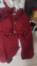 女童拜年服加絨加厚套裝冬季新款小女孩新年中國紅洋氣冬裝套裝潮 紅色加絨套裝【外套+褲子】 140 曬單實(shí)拍圖