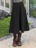 愛(ài)居兔（EICHITOO）經(jīng)典黑半身裙2025年冬季新款A字大裙擺氣質(zhì)通勤單裙EQDDJ4Q017A 深灰17 L 曬單實(shí)拍圖