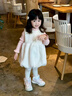西兒女童連衣裙秋冬2026新款洋氣千金風(fēng)寶寶公主裙加絨冬季兒童背心裙 白色【加絨】 100 適合100cm 曬單實(shí)拍圖