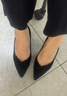 千百度【靜音系列】羊皮細高跟鞋春秋新款淺口單鞋女 黑色 37 曬單實(shí)拍圖