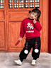 G.duck兒童馬年拜年服男童冬裝加絨套裝寶寶紅色喜慶過(guò)年服元旦演出服裝 紅色【男女同款】  90 曬單實(shí)拍圖