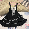 TO ALICE【To Alice】熊之原創(chuàng  )lolita古早昭和蛋糕三層裙擺背帶裙襯衫套裝 C8637黑色背帶裙 S 曬單實(shí)拍圖