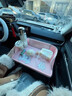 拽貓副駕駛車(chē)載小桌板折疊餐桌汽車(chē)小吧臺吃飯神器筆記本電腦后排 萌萌喵招手款【吃飯/休息/辦公】 曬單實(shí)拍圖
