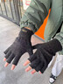 SOMUBAY男士半指五指手套秋冬季保暖騎行開(kāi)車(chē)露手指可觸屏寫(xiě)字打字手套冬 炭灰色【半指款】 L 曬單實(shí)拍圖