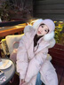 鹿王戀雪中長(cháng)款羽絨棉服女冬季2025新款大毛領(lǐng)連帽寬松顯瘦加厚棉襖外套 粉色 L 曬單實(shí)拍圖